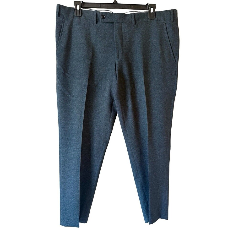 Ted Baker Mens Jerome Teal Wool Trousers Pant Flat Front  Hemmed SZ 40 41x28